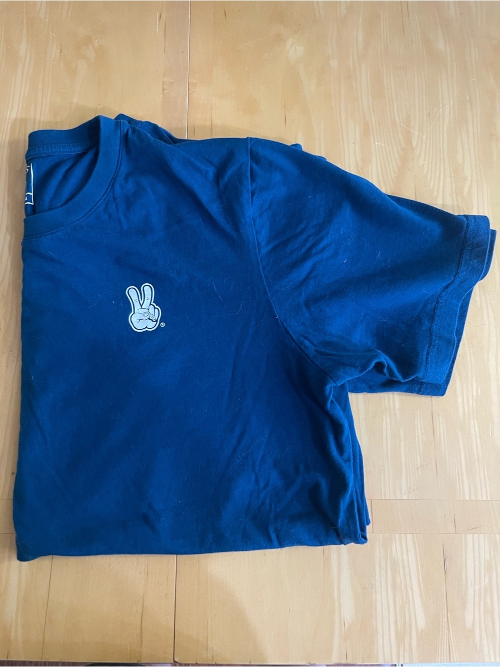 Dutch Bros Navy Blue Short Sleeve Tee with Peace Hand Logo
